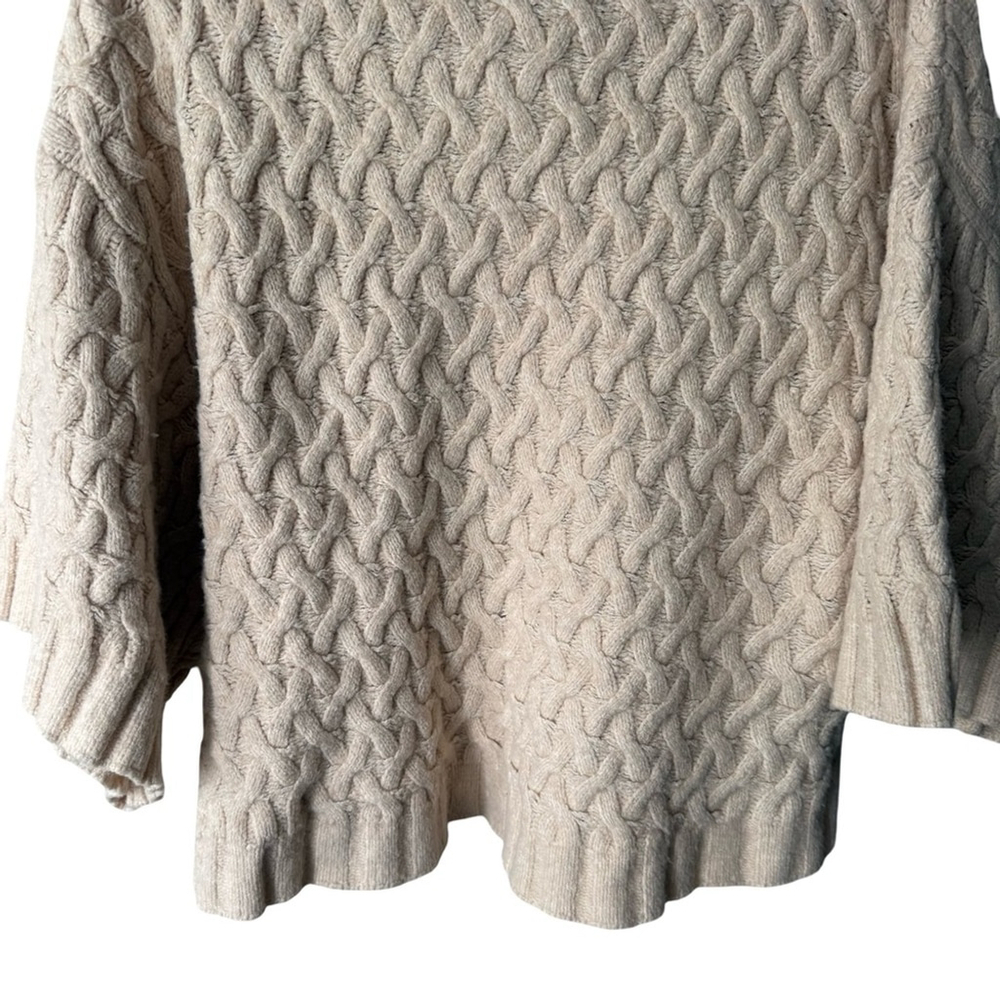 Free People Mae Cable Knit Cardigan Sweater - Tan Size M Boho Cozy Chic Neutral - Picture 11 of 14